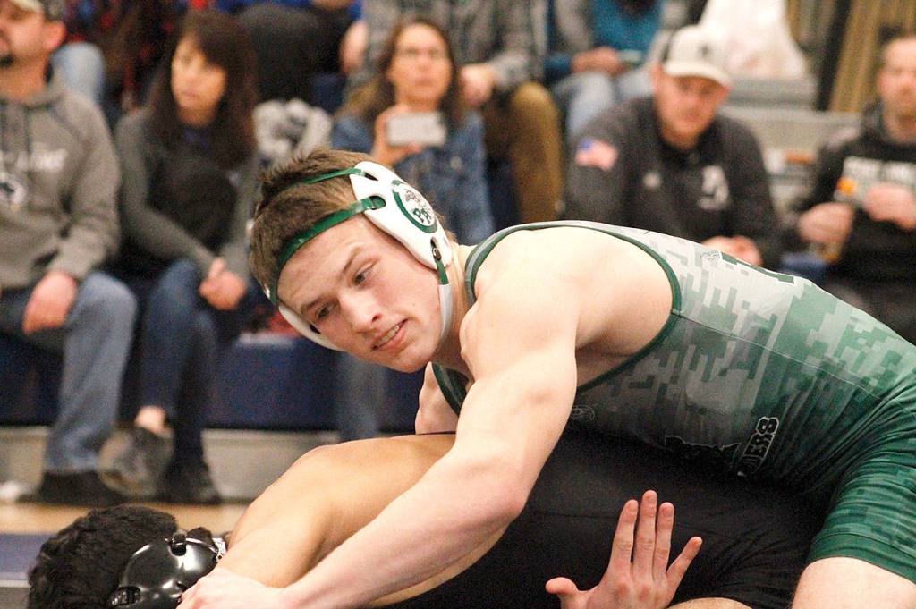 Mark Krulish/Kitsap News Group Port Angeles Adam Borde won the 132-pound weight division at the KingCo-Olympic subregionals this weekend.