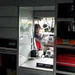 Lt. Jeremy Church drives an ambulance to a traffic incident on the Tumwater Truck Route in Port Angeles. (Laura A. Foster/Peninsula Daily News)