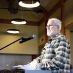 Steve Rankin, range master at the Jefferson County Sportsmen Association shooting range, tells Jefferson County commissioners that he opposes banning all new outdoor shooting ranges, saying the county planning commissions recommendation was a decision based upon politics, not safety. (Zach Jablonski/Peninsula Daily News)