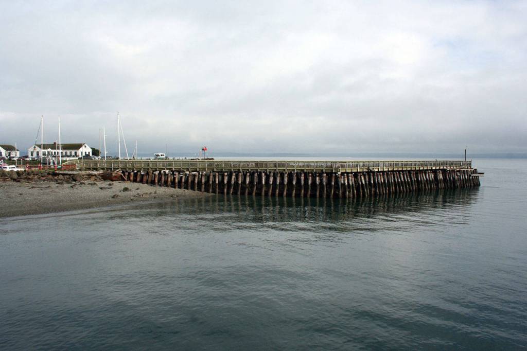 The south breakwater protects Point Hudson and the marina from crashing waves. Combined with a similar structure just to the north, it is the opening where vessels enter and exit the Point Hudson marina. (Brian McLean/Peninsula Daily News)