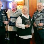 Chamber President Christi Baron, Forks Police Chief Mike Rowley, Bruce Guckenberg from Sullys Drive-In, Robin Schostak Concerned Citizens, Glenn King Forks Food Bank, and Chamber of Commerce Director Lissy Andros. Not pictured WSP Trooper Allen Nelson. (Forks Forum)