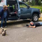 To get his well-known photo of eaglets he named Eddie and Elliott, Keith Ross got down to their level before they were lifted back to their nest to be with their parents in Dungeness. (Kryztyna Ross/Keiths Frame of Mind)