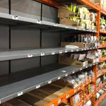 Shelves that previously held masks and respirators are bare at a Home Depot Store in Seattle on Tuesday. In addition to the shortages of hand sanitizer, hospitals are more concerned about a shortage of face masks, which people have been snatching up despite pleas from health officials. (Ted S. Warren/The Associated Press)