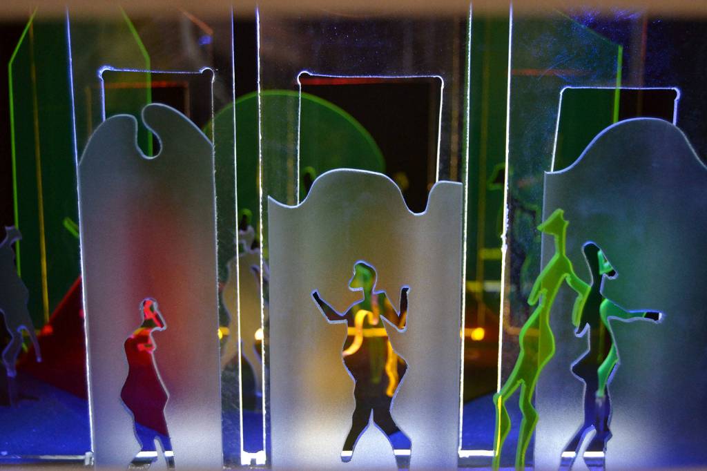 Switches inside this station by Ross Brown can show how light influences the foreground and background. (Matthew Nash/Olympic Peninsula News Group)