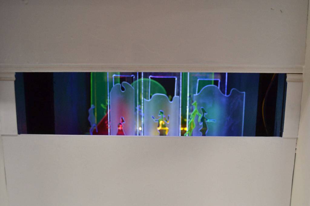 Each station features switches or dimmers to dictate what happens with light inside each box. (Matthew Nash/Olympic Peninsula News Group)