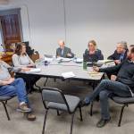 Discussing public comment they have received and potential updates to the county Critical Areas Ordinance are, from left, county commissioners David Sullivan and Kate Dean, administrator Philip Morley, Director of Community Development Patty Charnas, Deputy Civil Prosecuting Attorney Philip Hunsucker and commissioner Greg Brotherton, chair. (Zach Jablonski/Peninsula Daily News)