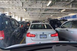 Traffic on the 12:45 p.m. sailing from Tsawwassen-Duke Point on Thursday, April 9. (Photo submitted)