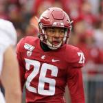 This Nov. 16, 2019, file photo shows Washington State defensive back Bryce Beekman (26) during the first half of an NCAA college football game against Stanford in Pullman, Wash. Bryce Beekman has died. Police Cmdr. Jake Opgenorth said Wednesday, Marc 25, 2020, the 22-year-old Beekman was found dead at a residence in Pullman. He declined to provide additional details and said more information would be released later by the Whitman County coroners office. (AP Photo/Young Kwak, File)