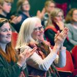 Port Townsend Film Festival executive director Janette Force, right, and granddaughter Molly Force enjoy a Women & Film event during the 2018 festival. (Diane Urbani de la Paz/for Peninsula Daily News file)