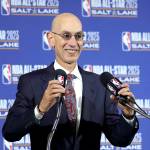 In this Oct. 23, 2019, file photo, NBA Commissioner Adam Silver speaks during a news conference at Vivint Smart Home Arena in Salt Lake City. Something is finally clear in the uncertain NBA. Players believe theyre going to play games again this season. The obvious questions like how, where and when remain unanswered. (Rick Bowmer/ Associated Press file)