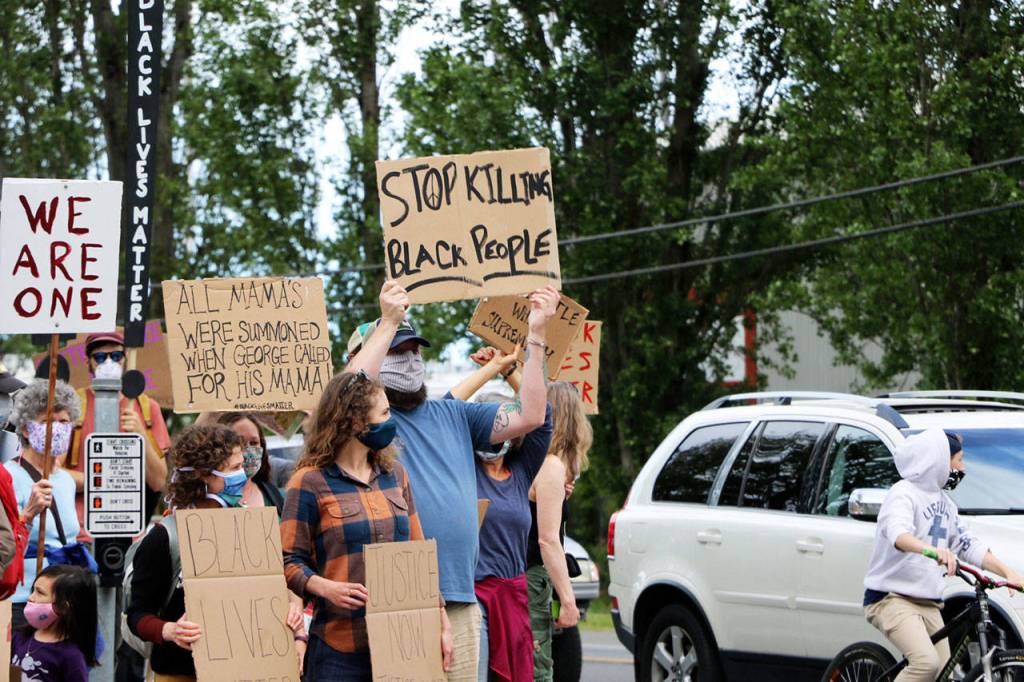 Port Townsend High School students marched against racism on Friday.