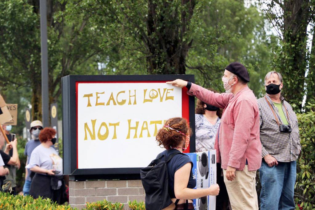 Port Townsend High School students marched against racism on Friday.