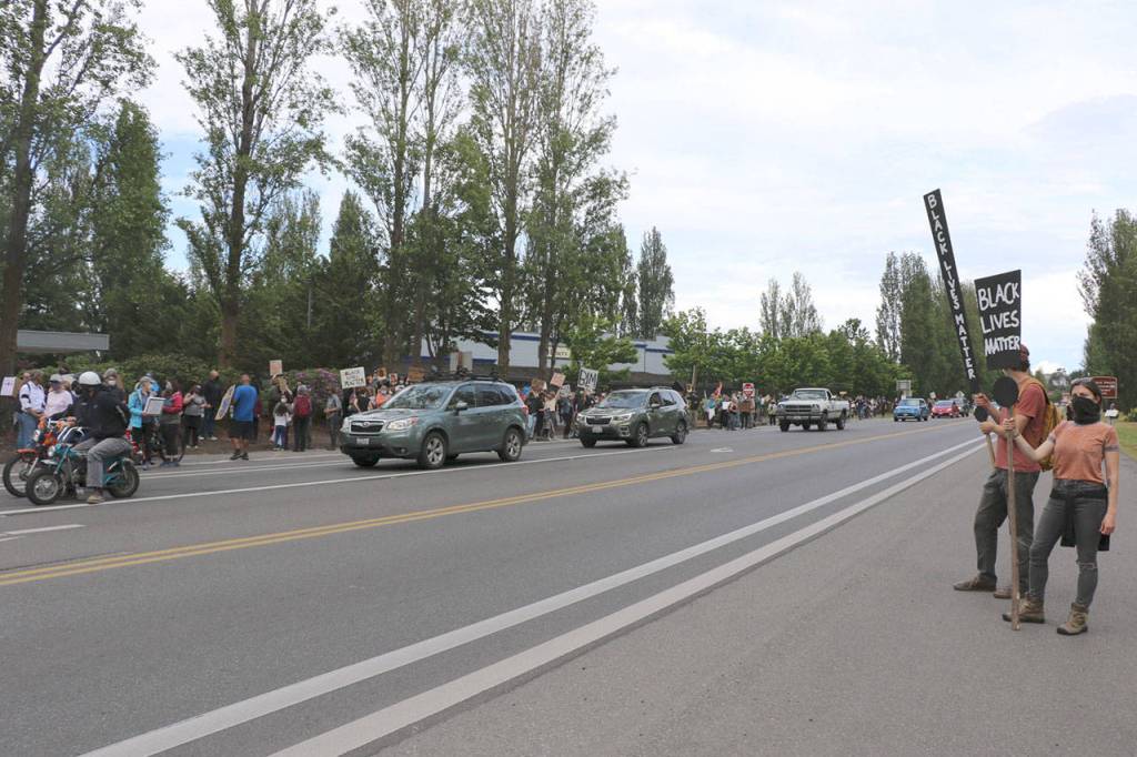 Port Townsend High School students marched against racism on Friday.