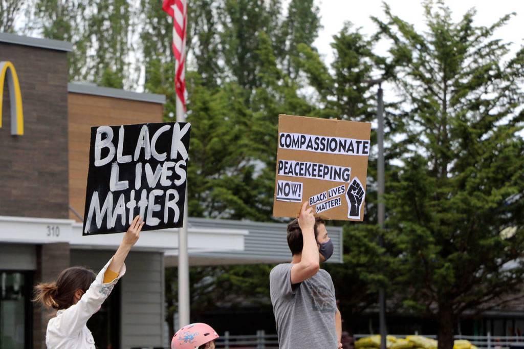 Port Townsend High School students marched against racism on Friday.