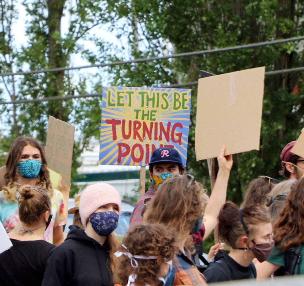 Port Townsend High School students marched against racism on Friday.