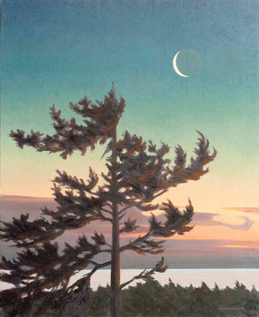 On display at the Gorver Gallery is Prevailing Winds by Chris Witkowski, who is well-known for her iconic image used by the Port Townsend Farmers Market.