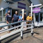The Sequim Dungeness Hospital Guild looks to reopen its thrift shop at 204 W. Bell St. on Thursday. Pictured, from left, are guild members Pauline Valha, guild president Nancy McGovern, thrift shop manager Darlin Beach and Randi Cooper.