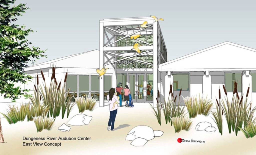 A new parking lot and entrance off Hendrickson Road would lead to a expanded Dungeness River Audubon Center with construction anticipated to start late summer 2020. (Image by Roy Hellwig)
