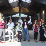 <strong>Michael Dashiell</strong>/Olympic Peninsula News Group                                Helping celebrate the Jamestown SKlallam Tribes opening of the 
7 Cedars Hotel on Tuesday with a ribbon-cutting are, from left Jamestown SKlallam Tribe Gaming Board council members Cliff Prince, Jim Haugewood and Paul Moore; 7 Cedars Casino CEO Jerry Allen; tribal elder Elaine Grinnell; tribal chairman/CEO W. Ron Allen; and tribal council members Rochelle Blankenship, Loni Greninger, Kurt Grinnell and Theresa Lehman.