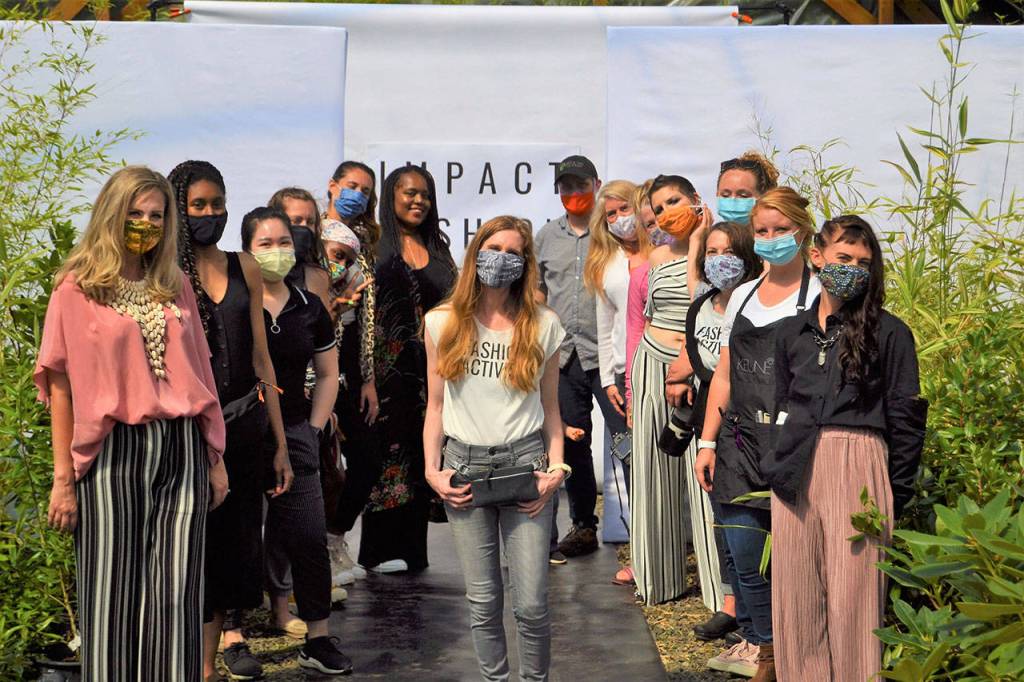 A number of volunteers from the Sequim and Seattle area helped Sica Schmitz, creator of Impact Fashion, hold the nonprofits fifth fashion show on Aug. 6 at New Dungeness Nursery. The event will broadcast online Sept. 4 at the nonprofits website as part of a summit to promote sustainable fashion. (Matthew Nash/Olympic Peninsula News Group)