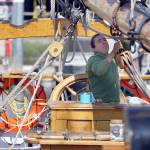 Capt. Katelinn Shaw works to prepare the Schooner Adventuress for Fridays shakedown sail Thursday afternoon while docked at Port Townsend Boat Haven. (Nicholas Johnson/Peninsula Daily News)