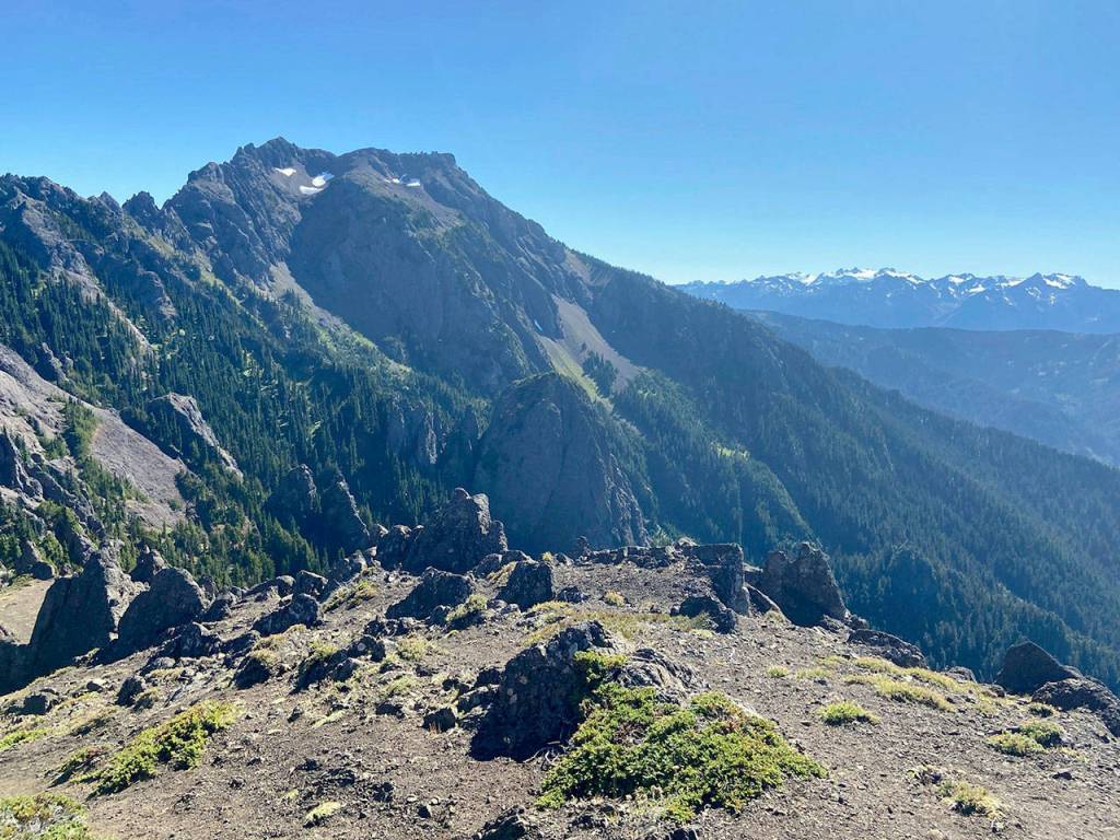Mount Angeles as seen from the 12.5-mile Heather Park/Lake Angeles loop from Heart O the Hills campground to Klahhane Ridge on Friday, Aug. 28, 2020. (Rob Ollikainen/Peninsula Daily News)