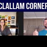 James Castell of Castell Insurance talks with Natalie Martin of Pour Sip Paint during an episode of Clallam Corner.