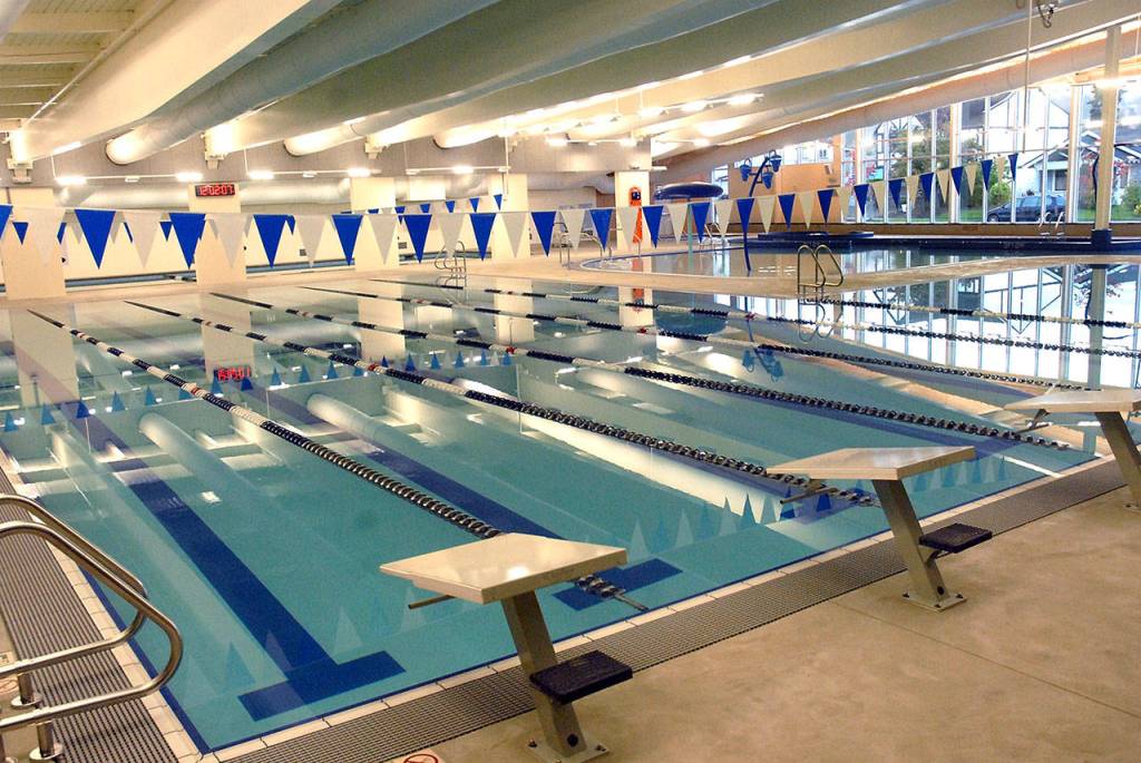 The main pool of the Shore Aquatc Center in Port Angeles awaits swimmers on the Saturday opening. (Keith Thorpe/Peninsula Daily News)