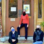 Centrums Michelle Hagewood, left, and Robert Birman are collaborating with Madrona MindBody Institute co-owner Renee Klein, center, to expand use of the Madrona building at Fort Worden State Park. (Diane Urbani de la Paz/for Peninsula Daily News)