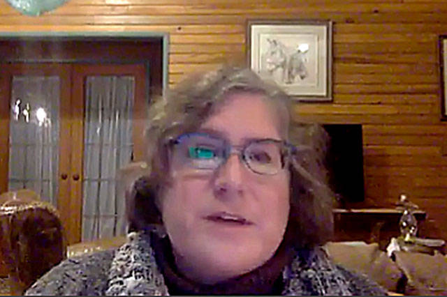 Karen Affeld, executive director of the North Olympic Peninsula Resource Conservation and Development Council, said in an Oct. 29 virtual meeting that even identifying if you have poor or no Internet service available is important so we really need people to go to the (state broadband speed test site) and enter their address (that) they dont have service available, she wrote. (Zoom screenshot)
