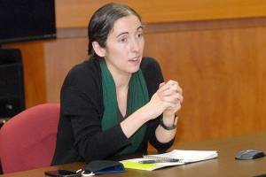 Keith Thorpe/Peninsula Daily News
Dr. Allison Berry Unthank, Clallam County public health officer, speaks during Friday's COVID-19 briefing at the county courthouse in Port Angeles.