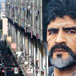 A mural depicting Diego Maradona, by street artist Jorit, is painted on a building in Naples, Italy, March 24, 2017. Diego Maradona has died. The Argentine soccer great was among the best players ever and who led his country to the 1986 World Cup title before later struggling with cocaine use and obesity. He was 60. (Marco Cantile/LaPresse via AP)