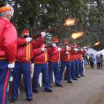 Members of the Mt. Olympus Detachment Marine Corps League offer a gun salute at Saturdays Wreaths Across America event in Sequim. (Michael Dashiell/Olympic Peninsula News Group)
