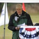 Col. Tom Coonelly, U.S. Army (ret.), speaks at Saturdays Wreaths Across America event at Sequim View Cemetery. (Michael Dashiell/Olympic Peninsula News Group)