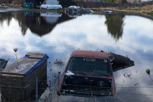 Portions of Seventh Avenue, including the 900 block of South Seventh Avenue, saw flooding from heavy rains, blocked storm drains and/or flooded stormwater ponds on Dec. 21. Matthew Nash/Olympic Peninsula News Group