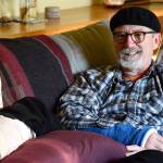 Cyclist Dave Thielk, struck by a tree on Olympic Hot Springs Road last month, is on the mend at home in Port Townsend. Diane Urbani de la Paz/Peninsula Daily News