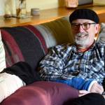 Cyclist Dave Thielk, struck by a tree on Olympic Hot Springs Road last month, is on the mend at home in Port Townsend. (Diane Urbani de la Paz/Peninsula Daily News)
