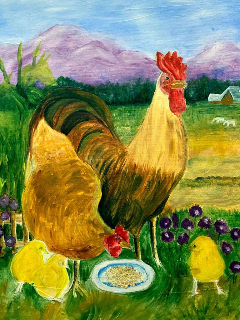 Rooster is one of Fran Bodmans works that will be highlighted by the Port Ludlow Art League starting Monday.