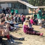 Port Angeles Athletic Director Dwayne Johnson speaks to a group of freshman during a pre-COVID orientation session. Johnson has received the Gareth Giles Memorial Award recognizing him for his leadership and dedication to Washington state students from the Washington Interscholastic Activities Association. (Port Angeles School District)