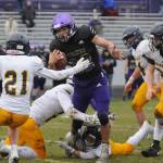 Sequims Walker Ward rumbled 31 times for 197 yards and two scores and added an interception defensively in the Wolves 38-0 win over Bainbridge on Saturday.
Michael Dashiell/Olympic Peninsula News Group