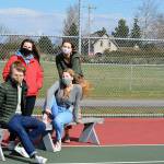 Port Townsend High School seniors planning a tennis court prom this spring are, clockwise from left, Finn ODonnell, Sorina Johnston, Stella Jorgensen and Melanie Bakin. (Diane Urbani de la Paz/Peninsula Daily News)