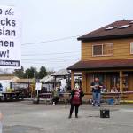 Rachel Anderson of Sequim speaks to a crowd of about 30 people about how she supports the Asian American community and how attacks on women need to stop. (Matthew Nash/Olympic Peninsula News Group)