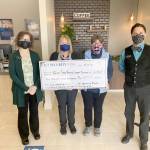 The Port Angeles branch of 1st Security Bank recently donated $2,500 to First Step Family Support Center. The Port Angeles-based nonprofit promotes the healthy development of children and families on the North Olympic Peninsula by building strong families. Some of its services include maternity support, parental coaching and assistance, and drop-in centers that help with clothing, diapers, formula, access to phones and other services. Pictured, left to right, are Elisa Simonsen, Venita Lynn, Kathy Murphy Carey and Tyrone Beatty.