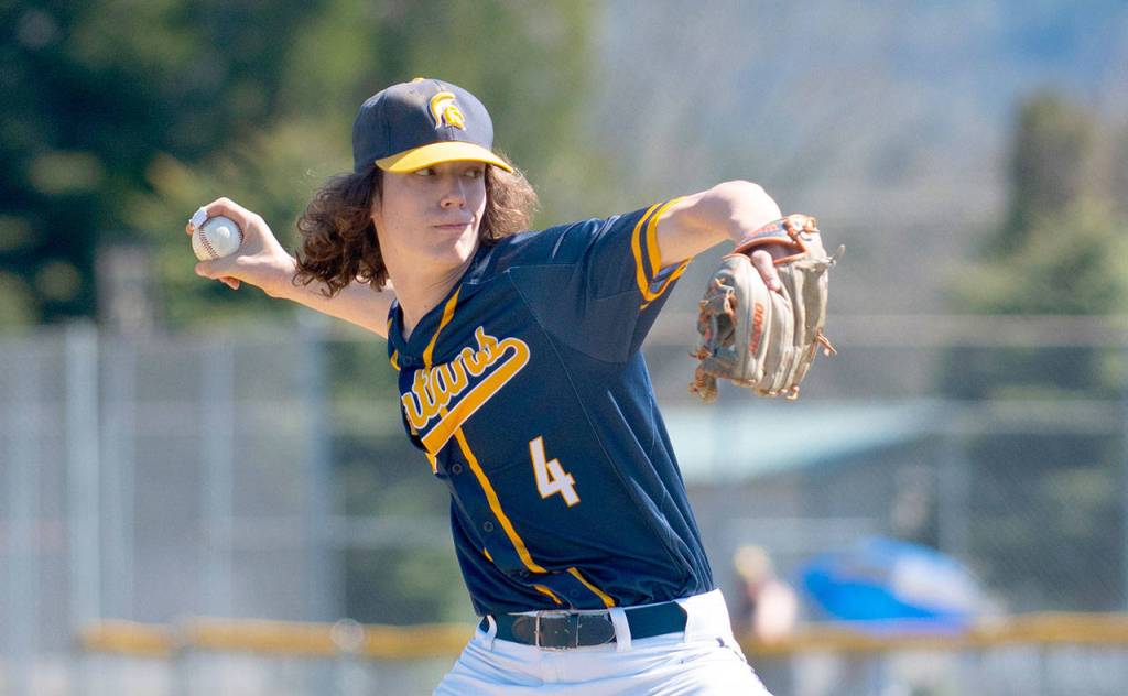 Eric Trent/The Chronicle 
Forks pitcher Carter Windle throws during a game with Pe Ell-Willapa Valley on Friday.