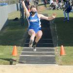 Crescents Makiah Clark competes in the long jump on Friday in Joyce. Clark tied for first place. (Keith Thorpe/Peninsula Daily News)