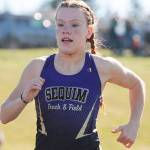 Sequim's Riley Pyeatt at a meet in Port Angeles in March. Pyeatt won four individual and relay events Saturday at a Port Angeles meet. (Michael Dashiell/Olympic Peninsula News Group)