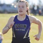 Sequims Riley Pyeatt at a meet in Port Angeles in March. Pyeatt won four individual and relay events Saturday at a Port Angeles meet. (Michael Dashiell/Olympic Peninsula News Group)