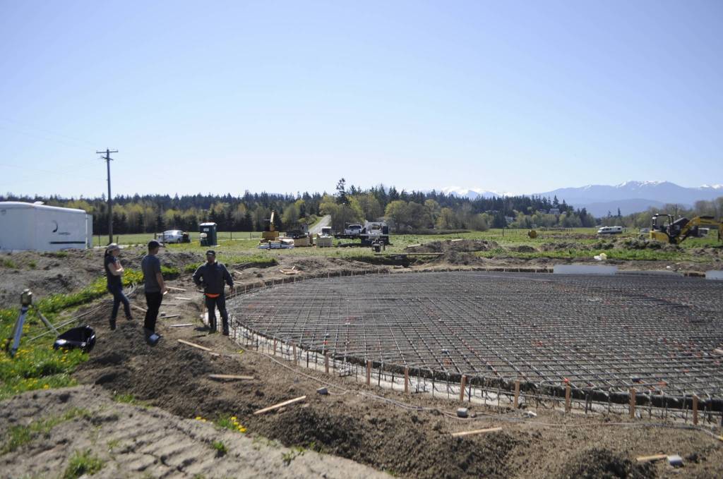 A new, above-ground, self-contained liquid manure pond is set to finish this month and reduce odor at Dungeness Valley Creamery, owners Ryan and Sarah McCarthey said. (Matthew Nash/Olympic Peninsula News Group)