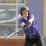 Sequims Addie Smith fouls off a pitch during the Wolves 6-2 win over North Kitsap on Wednesday. (Michael Dashiell/Olympic Peninsula News Group)