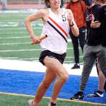East Jeffersons Sebastian Manza anchors the 4x400 in Bremerton on Saturday. (Photo courtesy of Randy Miles)
